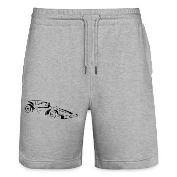 Dessin de lignes minimaliste de voitures de course - Short de jogging bio TRAINER Stanley/Stella unisexe - gris chiné - Devant - Nik (191cm) & Marisol (170cm)