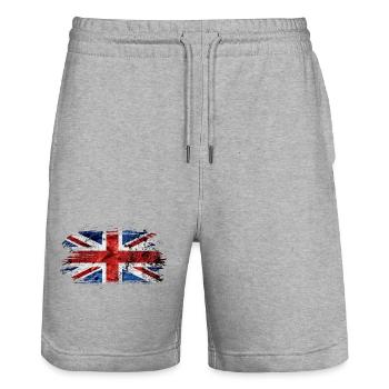 Großbritannien Vintage Flagge / Geschenk - Stanley/Stella Unisex Bio Joggingshorts Trainer  - Grau meliert - Vorne - Nik (191cm) & Marisol (170cm)