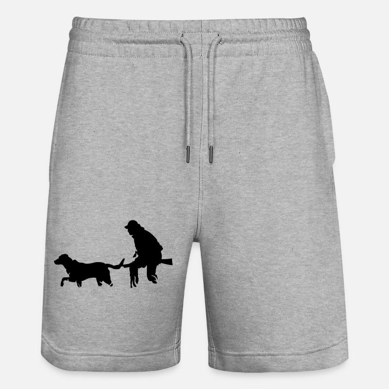 Jäger mit Hund - Stanley/Stella Unisex Bio Joggingshorts Trainer  - Grau meliert