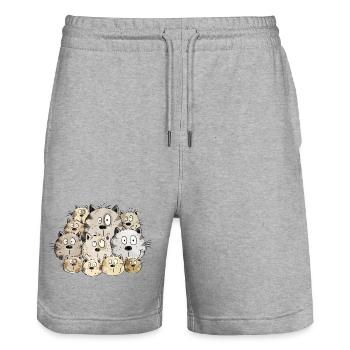 Funny cats I kitten cat gift I miss - Stanley/Stella Trainer Unisex Organic Jogging Shorts - heather grey - Front - Nik (191cm) & Marisol (170cm)