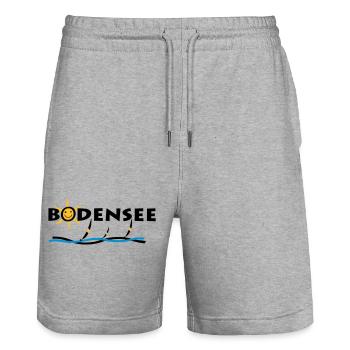 Bodensee - Sonnen T-Shirt - Stanley/Stella Unisex Bio Joggingshorts Trainer  - Grau meliert - Vorne - Nik (191cm) & Marisol (170cm)