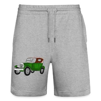Oldtimerfarbenfroh, - Stanley/Stella Unisex Bio Joggingshorts Trainer  - Grau meliert - Vorne - Nik (191cm) & Marisol (170cm)