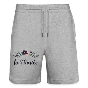 Die Braut - Bucolic Collection -anpassbar - Stanley/Stella Unisex Bio Joggingshorts Trainer  - Grau meliert - Vorne - Nik (191cm) & Marisol (170cm)