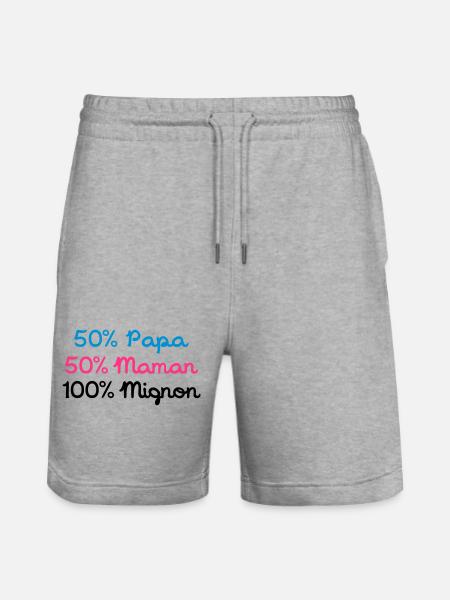 Papa 50% 50% 100% Nette Mom - Stanley/Stella Unisex Bio Joggingshorts Trainer - Grau meliert