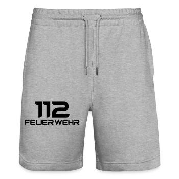 Feuerwehr 112 - Shirt - Stanley/Stella Unisex Bio Joggingshorts Trainer  - Grau meliert - Vorne - Nik (191cm) & Marisol (170cm)