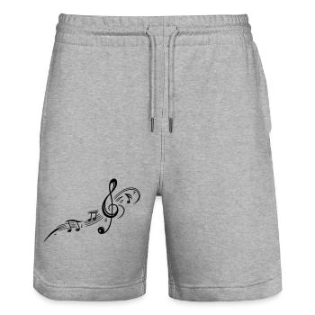 Les notes de musique, clefs, musique - Short de jogging bio TRAINER Stanley/Stella unisexe - gris chiné - Devant - Nik (191cm) & Marisol (170cm)