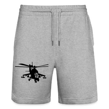 Hubschrauber Mi-24 - Stanley/Stella Unisex Bio Joggingshorts Trainer  - Grau meliert - Vorne - Nik (191cm) & Marisol (170cm)