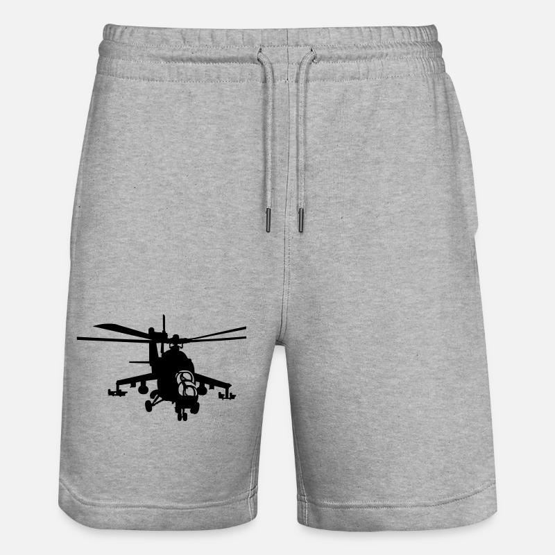 Hubschrauber Mi-24 - Stanley/Stella Unisex Bio Joggingshorts Trainer  - Grau meliert