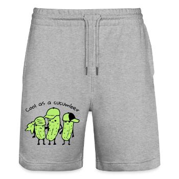 cool as a cucumber - Stanley/Stella Trainer Unisex Organic Jogging Shorts - heather grey - Front - Nik (191cm) & Marisol (170cm)
