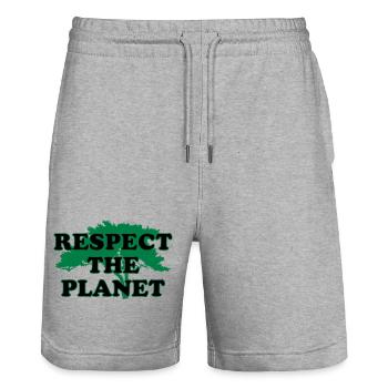 Respectons la planète - Short de jogging bio TRAINER Stanley/Stella unisexe - gris chiné - Devant - Nik (191cm) & Marisol (170cm)
