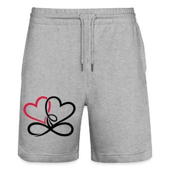 Deux coeurs infini amour infini amour - Short de jogging bio TRAINER Stanley/Stella unisexe - gris chiné - Devant - Nik (191cm) & Marisol (170cm)