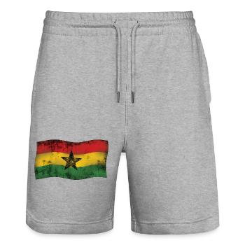 Ghanaian Flag mit Vintage-Effekt Reggae - Stanley/Stella Unisex Bio Joggingshorts Trainer  - Grau meliert - Vorne - Nik (191cm) & Marisol (170cm)