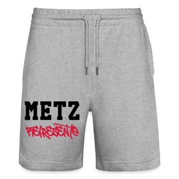 Metz Represents! - Stanley/Stella Trainer Unisex Organic Jogging Shorts - heather grey - Front - Nik (191cm) & Marisol (170cm)