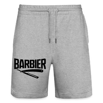 barbier barbier viking bart barbe coiffeur autocollant - Short de jogging bio TRAINER Stanley/Stella unisexe - gris chiné - Devant - Nik (191cm) & Marisol (170cm)