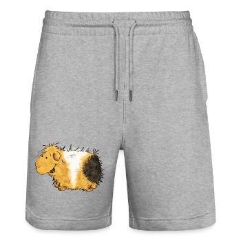Whirlig guinea pig cartoon - Stanley/Stella Trainer Unisex Organic Jogging Shorts - heather grey - Front - Nik (191cm) & Marisol (170cm)