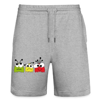 Viechlis - Short de jogging bio TRAINER Stanley/Stella unisexe - gris chiné - Devant - Nik (191cm) & Marisol (170cm)