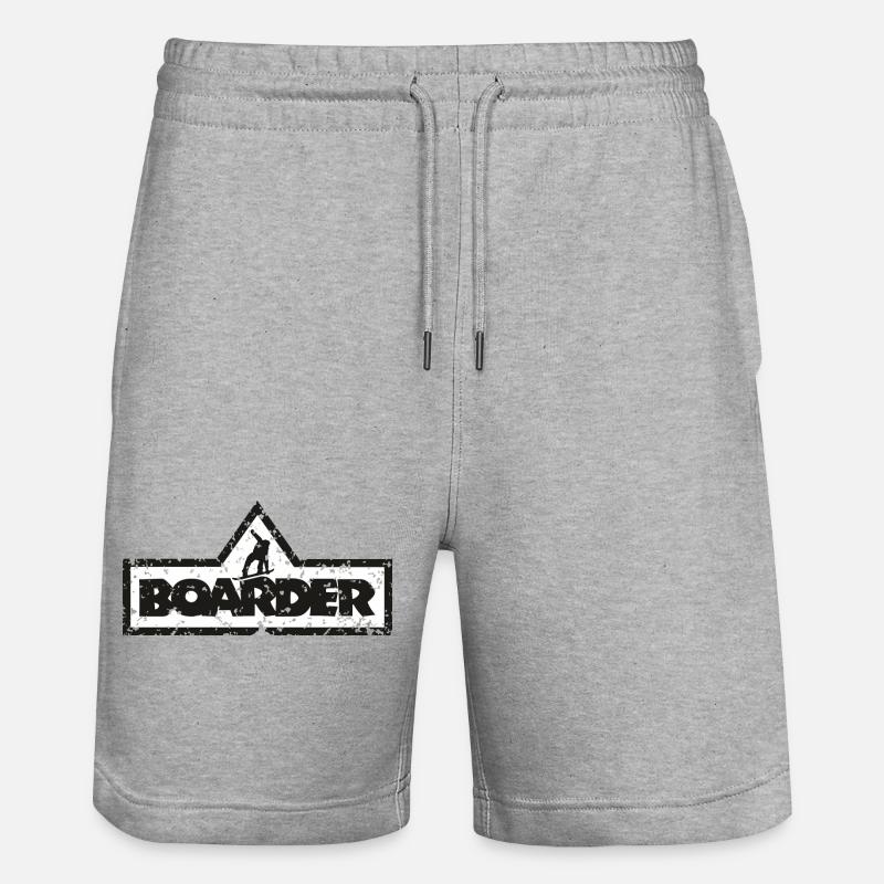 Boarder Frame White 2C - Stanley/Stella Trainer Unisex Organic Jogging Shorts - heather grey