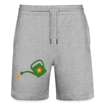 Blumen gießen Gießkanne (dunkel) - Stanley/Stella Unisex Bio Joggingshorts Trainer  - Grau meliert - Vorne - Nik (191cm) & Marisol (170cm)