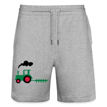 traktor trecker landwirtschaft - Stanley/Stella Unisex Bio Joggingshorts Trainer  - Grau meliert - Vorne - Nik (191cm) & Marisol (170cm)