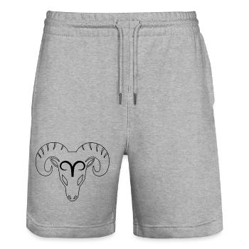 Signe du zodiaque : bélier - Short de jogging bio TRAINER Stanley/Stella unisexe - gris chiné - Devant - Nik (191cm) & Marisol (170cm)