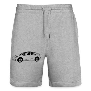 Modèle Y dessiné schématiquement - Short de jogging bio TRAINER Stanley/Stella unisexe - gris chiné - Devant - Nik (191cm) & Marisol (170cm)