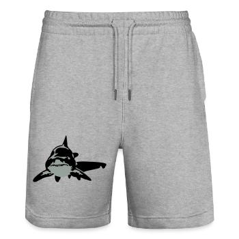 shark - Stanley/Stella Trainer Unisex Organic Jogging Shorts - heather grey - Front - Nik (191cm) & Marisol (170cm)
