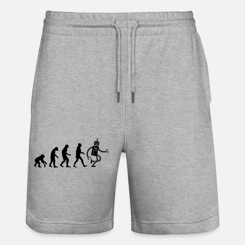 evolution robot - Stanley/Stella Trainer Unisex Organic Jogging Shorts - heather grey