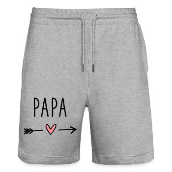 Papa Herz Pfeil Liebe Vatertag Geschenk - Stanley/Stella Unisex Bio Joggingshorts Trainer  - Grau meliert - Vorne - Nik (191cm) & Marisol (170cm)