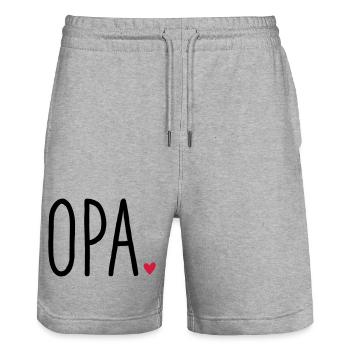 Opa Herz - Geschenk Enkel Liebe - Stanley/Stella Unisex Bio Joggingshorts Trainer  - Grau meliert - Vorne - Nik (191cm) & Marisol (170cm)