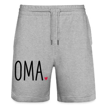 Oma Herz - Geschenk Muttertag Enkel Liebe - Stanley/Stella Unisex Bio Joggingshorts Trainer  - Grau meliert - Vorne - Nik (191cm) & Marisol (170cm)