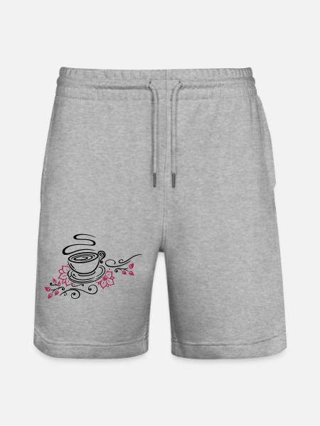 Tee, Teetasse, tea time, Kirschblüten - Stanley/Stella Unisex Bio Joggingshorts Trainer - Grau meliert