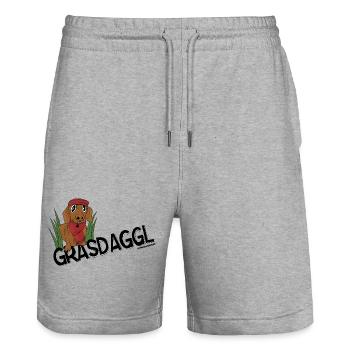Der Grasdackel ein schwäbisches Haustier? - Stanley/Stella Unisex Bio Joggingshorts Trainer  - Grau meliert - Vorne - Nik (191cm) & Marisol (170cm)