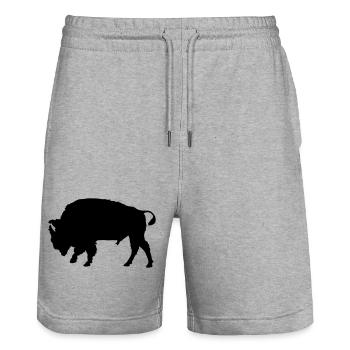 bison - Stanley/Stella Trainer Unisex Organic Jogging Shorts - heather grey - Front - Nik (191cm) & Marisol (170cm)