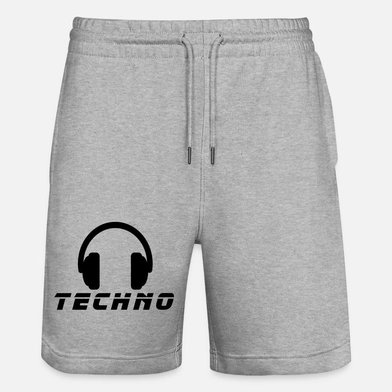 Techno Music - Stanley/Stella Unisex Bio Joggingshorts Trainer  - Grau meliert