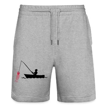 angler angeln fischen - Stanley/Stella Unisex Bio Joggingshorts Trainer  - Grau meliert - Vorne - Nik (191cm) & Marisol (170cm)