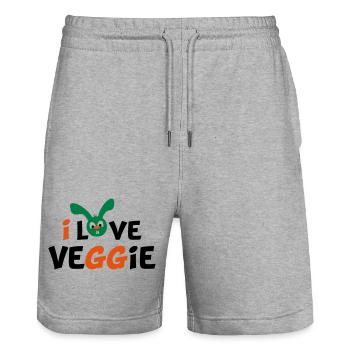 vegetarian - Stanley/Stella Trainer Unisex Organic Jogging Shorts - heather grey - Front - Nik (191cm) & Marisol (170cm)