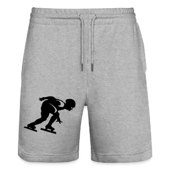 short track - Stanley/Stella Trainer Unisex Organic Jogging Shorts - heather grey - Front - Nik (191cm) & Marisol (170cm)