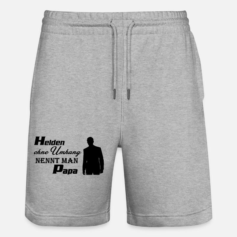 Helden Papa - Stanley/Stella Unisex Bio Joggingshorts Trainer  - Grau meliert