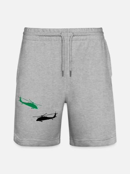 helicopter - Stanley/Stella Trainer Unisex Organic Jogging Shorts - heather grey