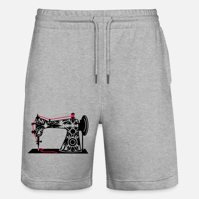 nostalgisch antike Retro Nähmaschine - Stanley/Stella Unisex Bio Joggingshorts Trainer  - Grau meliert