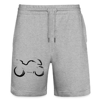 Croquis du logo de la moto - Short de jogging bio TRAINER Stanley/Stella unisexe - gris chiné - Devant - Nik (191cm) & Marisol (170cm)