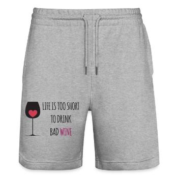 Das Leben ist zu kurz um zu trinken - Stanley/Stella Unisex Bio Joggingshorts Trainer  - Grau meliert - Vorne - Nik (191cm) & Marisol (170cm)