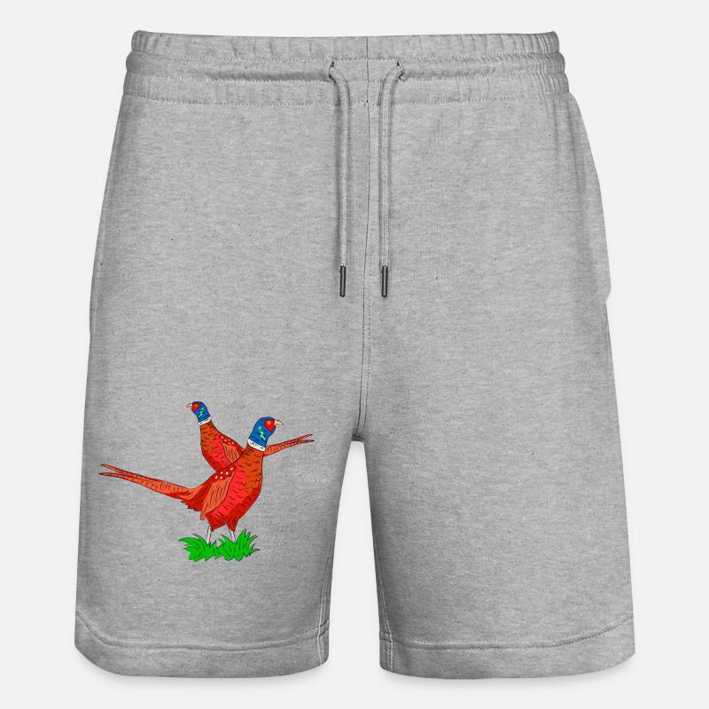 Fabuleuse illustration de faisan - Short de jogging bio TRAINER Stanley/Stella unisexe - gris chiné