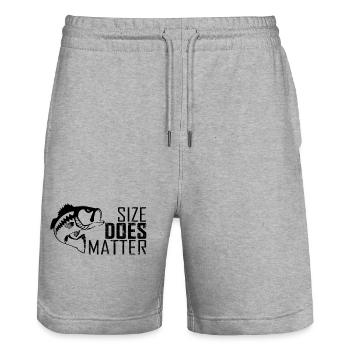 Size Does Matter Funny Fishing Angler T Shirt - Stanley/Stella Unisex Bio Joggingshorts Trainer  - Grau meliert - Vorne - Nik (191cm) & Marisol (170cm)
