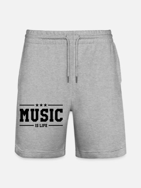 Music is life - Stanley/Stella Trainer Unisex Organic Jogging Shorts - heather grey