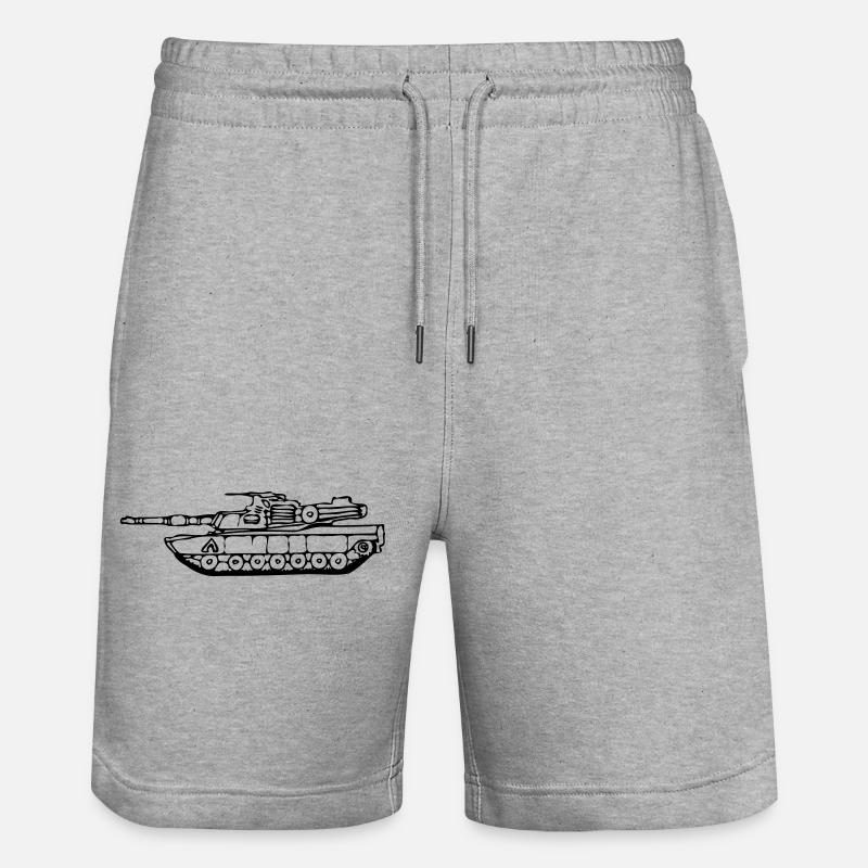 réservoir M1 Abrams dessiné - Short de jogging bio TRAINER Stanley/Stella unisexe - gris chiné