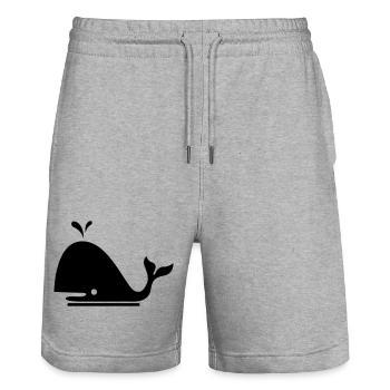 whale - Stanley/Stella Trainer Unisex Organic Jogging Shorts - heather grey - Front - Nik (191cm) & Marisol (170cm)