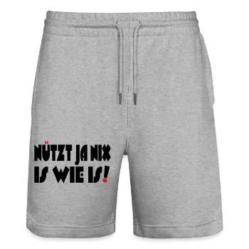 Nützt ja nix, Is wie Is - Stanley/Stella Unisex Bio Joggingshorts Trainer  - Grau meliert - Vorne - Nik (191cm) & Marisol (170cm)