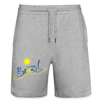 brasilien - Stanley/Stella Unisex Bio Joggingshorts Trainer  - Grau meliert - Vorne - Nik (191cm) & Marisol (170cm)