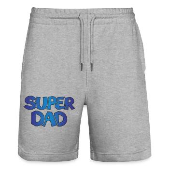 Super Dad Papa Vater Geschenk Geburtstag - Stanley/Stella Unisex Bio Joggingshorts Trainer  - Grau meliert - Vorne - Nik (191cm) & Marisol (170cm)